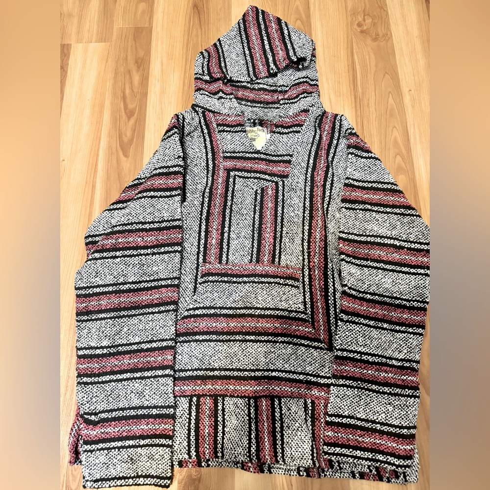 Pink and black Iguana Jack Baja long sleeve Hoodie sweatshirt  Drug Rug LG shirt